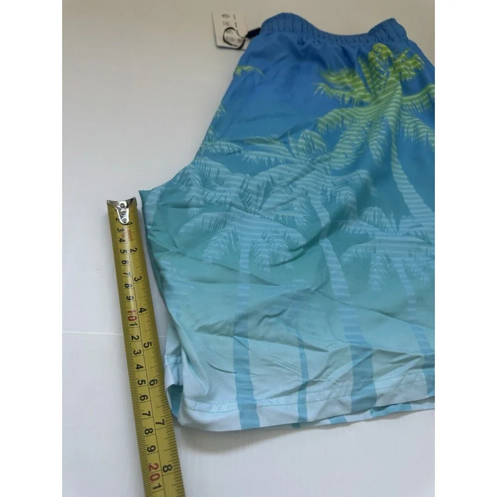 NWT Cozople Men’s Swim Trunks Blue Palm Tree Print Quick Dry Shorts Size M NWT